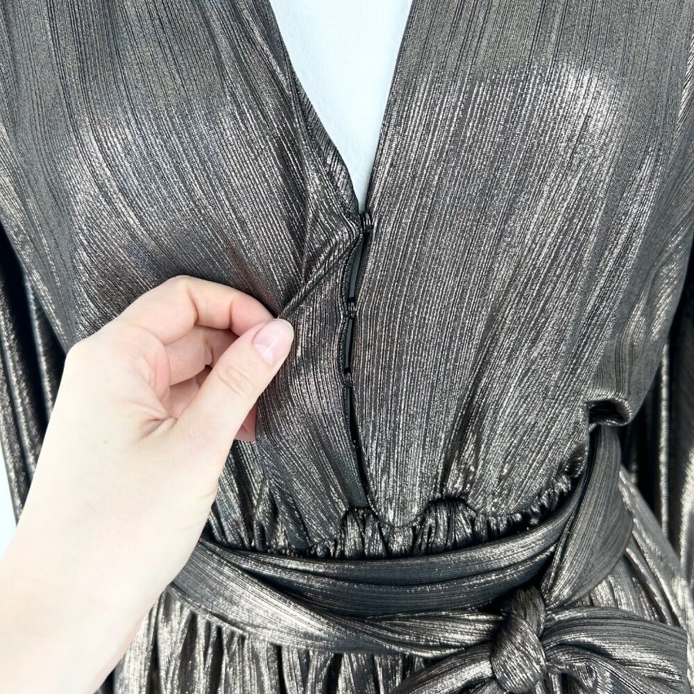 Bronx & Banco Bedouin Metallic Gold Tie Waist Mini Dress - Picture 5 of 9
